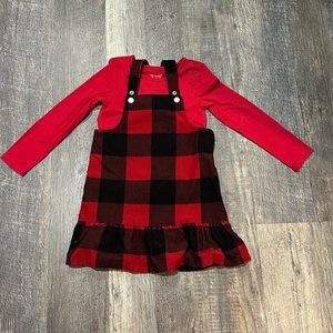 The Children’s Place Girls’ Red & Black Buffalo Plaid Jumper Dress - 4T